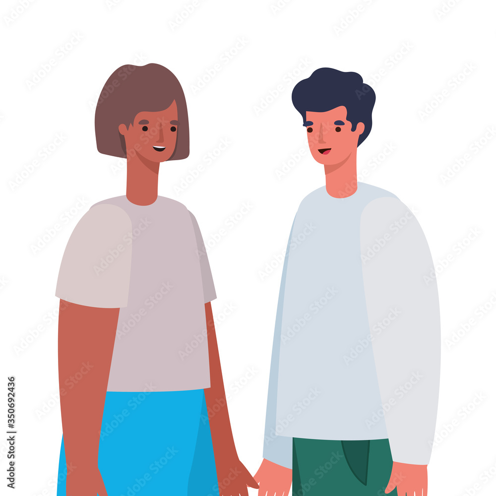 Woman and man avatar cartoon vector design Woman and man avatar cartoon vector design