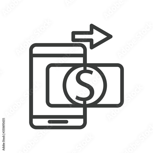 smartphone with bill dollar and arrow line style