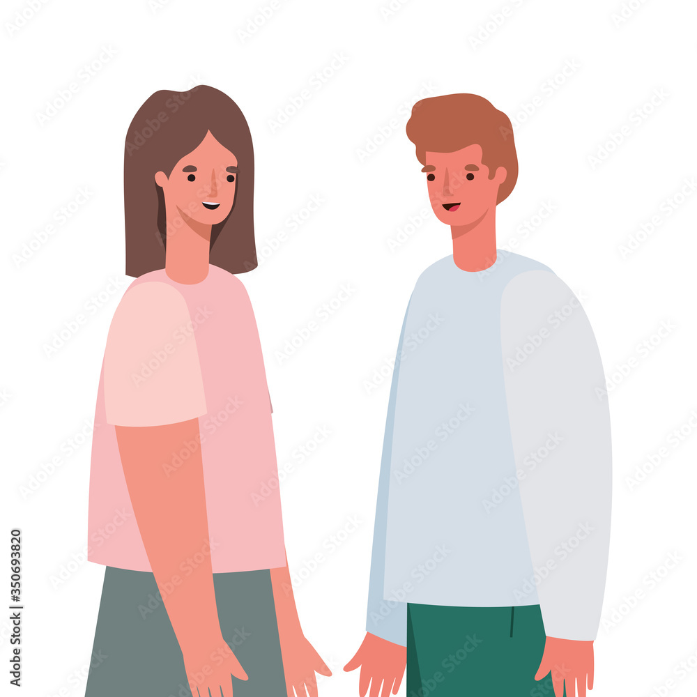 Woman and man avatar cartoon vector design Woman and man avatar cartoon vector design