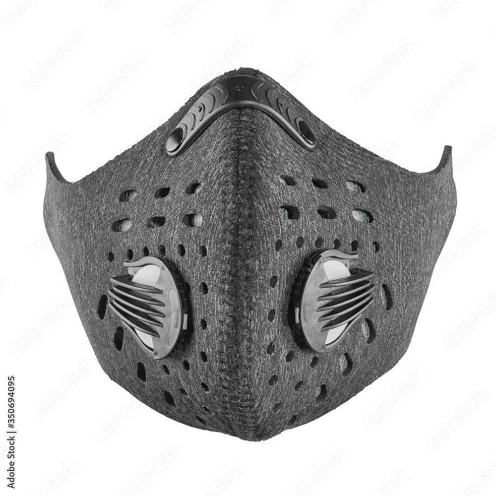 Black respirator mask front view isolated with clipping path Stock ...