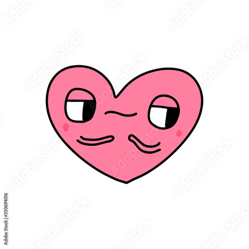 Envy heart symbol doodle illustration icon in cartoon comic kawaii face