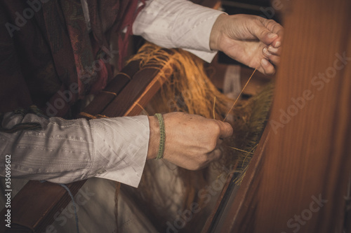photo to a traditional Galician weaver, Spain.