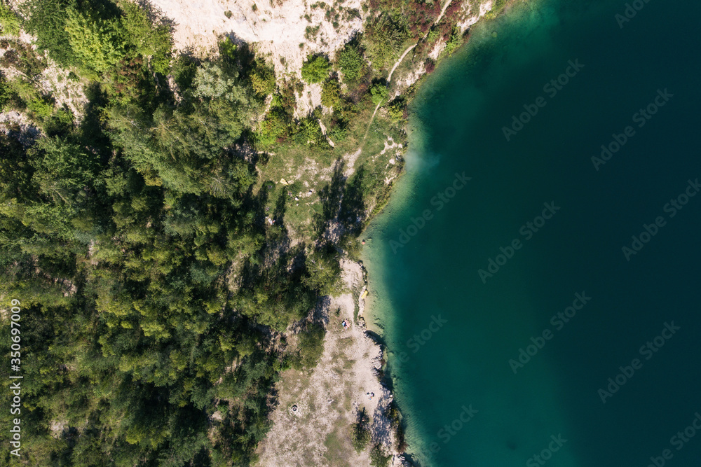 Heart shape lake in Trzebinia Poland aerial drone view