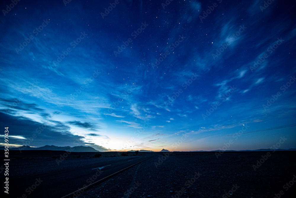 The nighttime skies just before sunrise in the Namib-Naukluft National Park