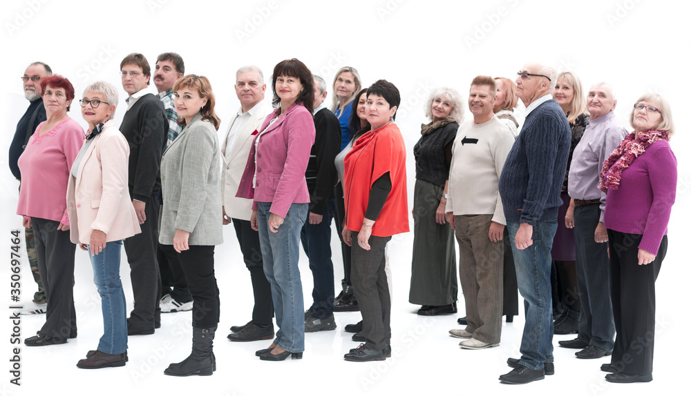 Obraz premium Profile view of a group of people isolated over a white background