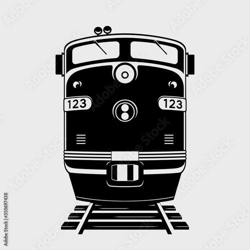 Vector train icon. Silhouette of locomotive
