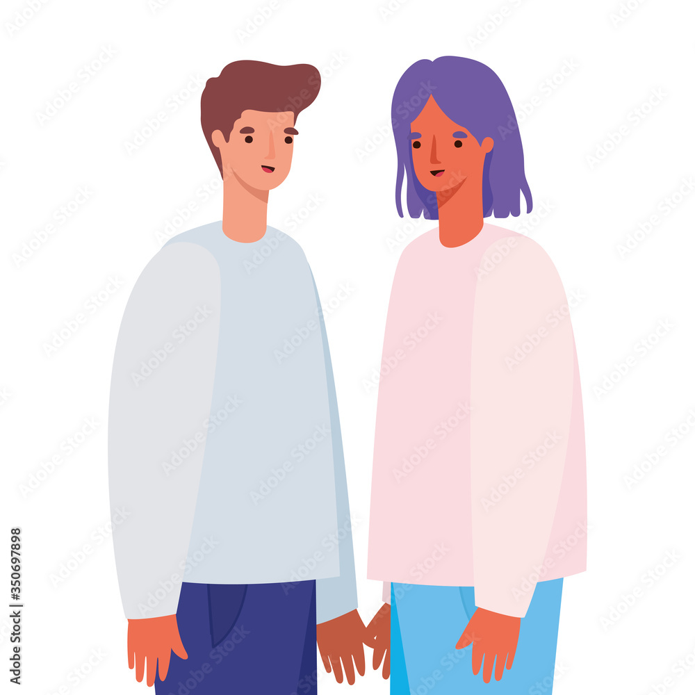 Woman and man avatar cartoon vector design Woman and man avatar cartoon vector design