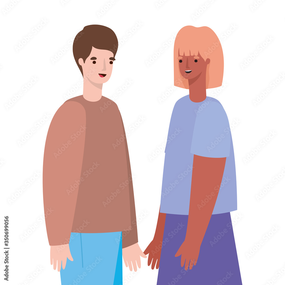 Woman and man avatar cartoon vector design Woman and man avatar cartoon vector design