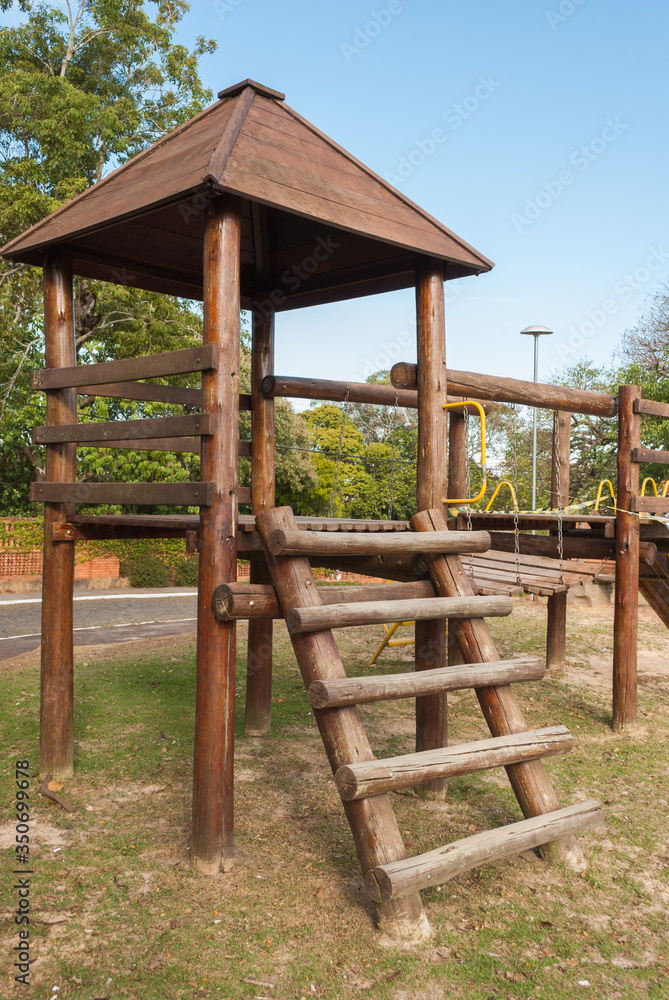 
wooden playground. Garibaldi, rs, Brazil.