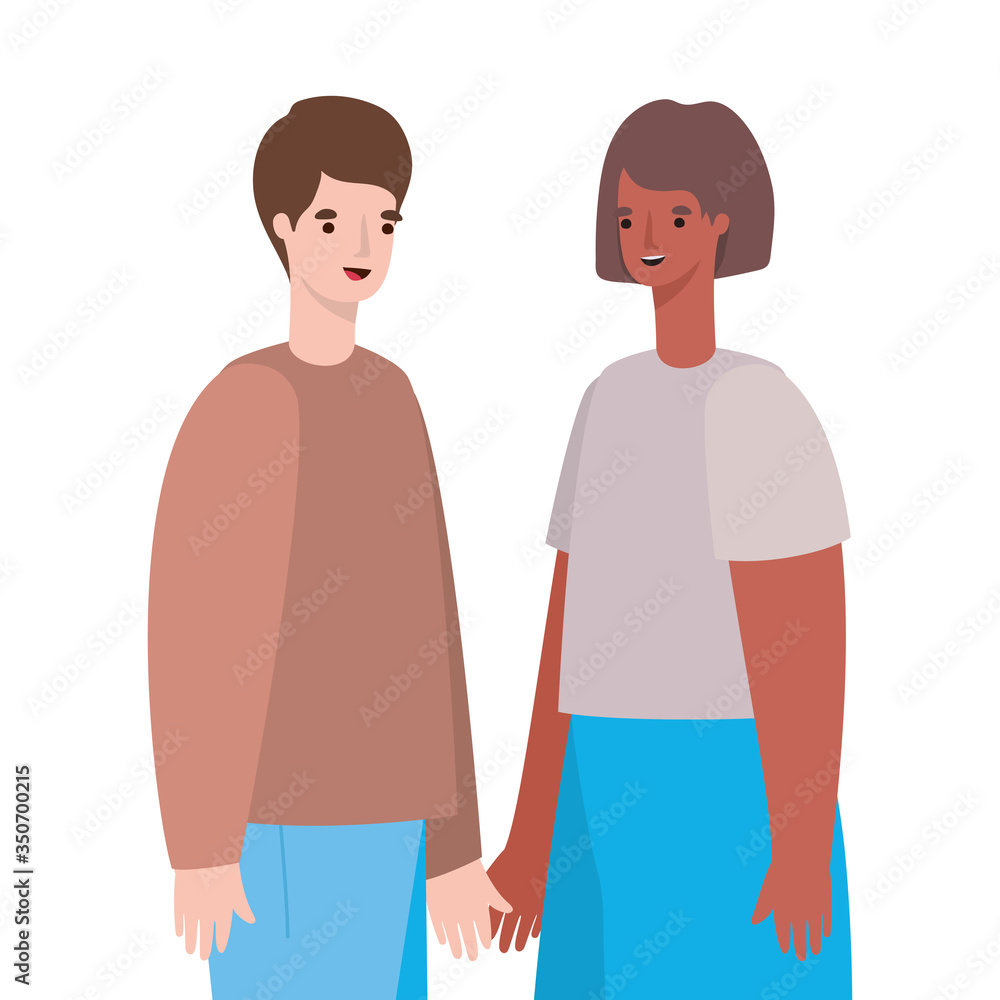 Woman and man avatar cartoon vector design