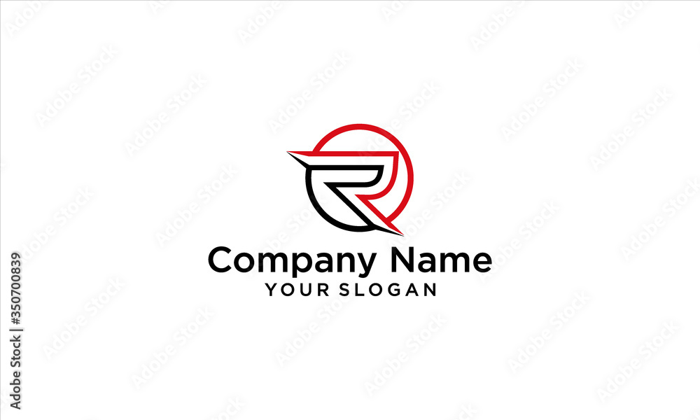 combination of circle and R logo design combination of circle and R logo design