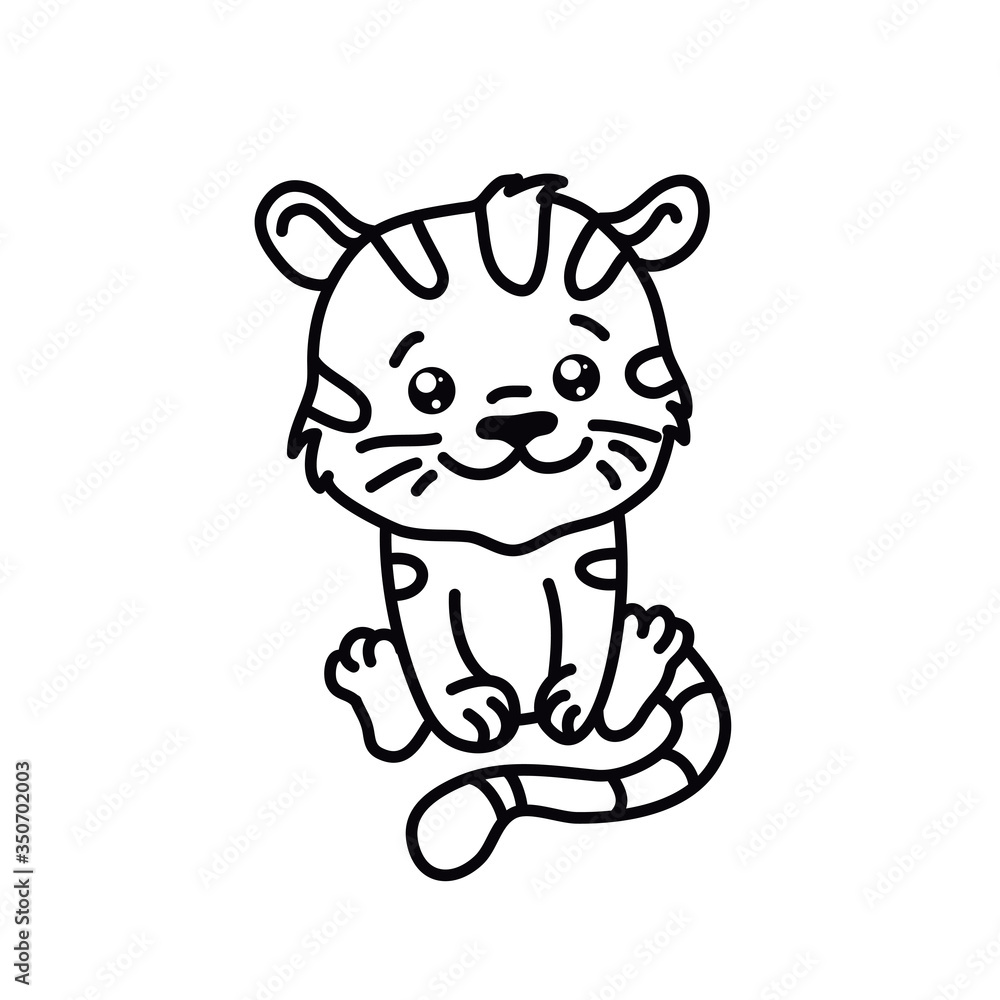 Chinese New Year kawaii zodiac animals clipart on a white background,Tiger Chinese New Year kawaii zodiac animals clipart on a white background,Tiger