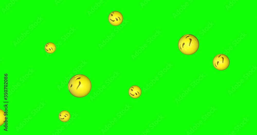 Rain of emojis smirking falling on green screen background. Smirk emoticons flying in chroma key. Smiley face with sly. Social media concept. 4k animation Rain of emojis smirking falling on green screen background. Smirk emoticons flying in chroma key. Smiley face with sly. Social media concept. 4k animation