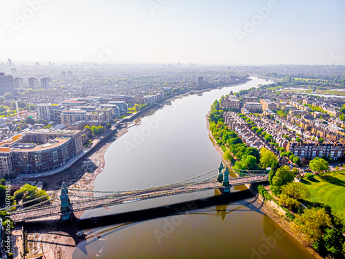 Aerial view of Hammersmith in the morning, London, UK photo