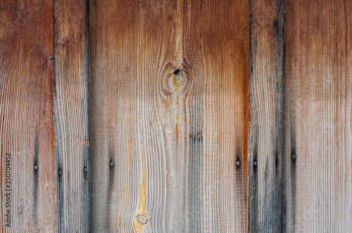 rustic wooden background from old boards. Traces of aging on wooden deck. Dried wood