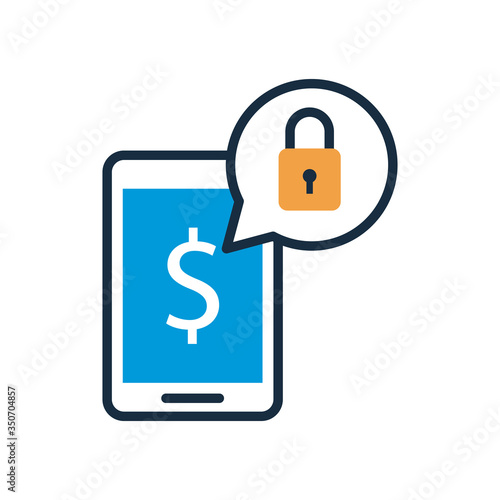 smartphone with dollar symbol and padlock fill style