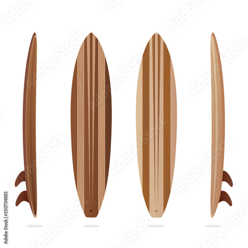 Wooden retro surfboard with side view. To see the other vector surfboard illustrations , please check Surfboards collection. © Vaytpark