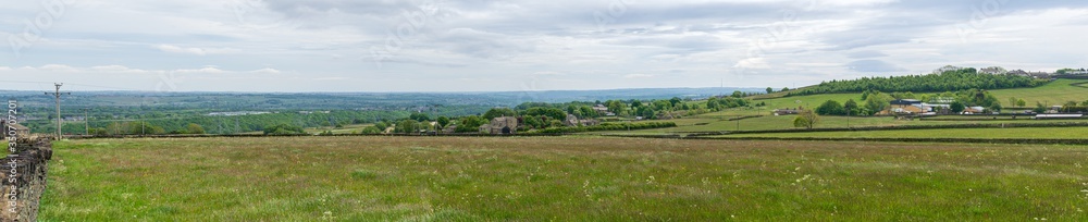 Panorama of Halifax fields in West Yorkshire