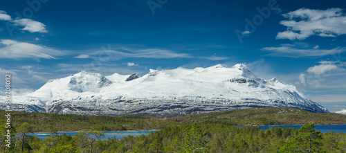 panorama of the snow covered mountains