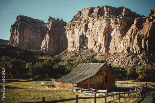 Capitol reef national park environment at sunset photo