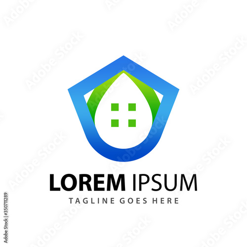 Abstract Home Pure Drops Logo Design Template Vector Premium