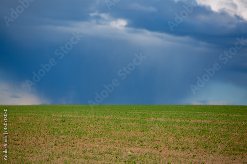 Dark clouds over field before a tunderstorm