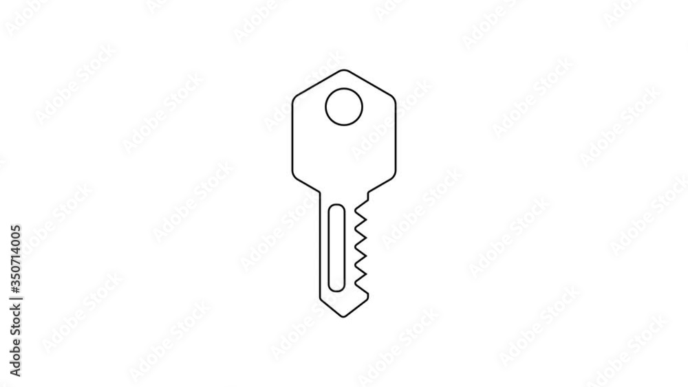 Black line House key icon isolated on white background. 4K Video motion graphic animation Black line House key icon isolated on white background. 4K Video motion graphic animation