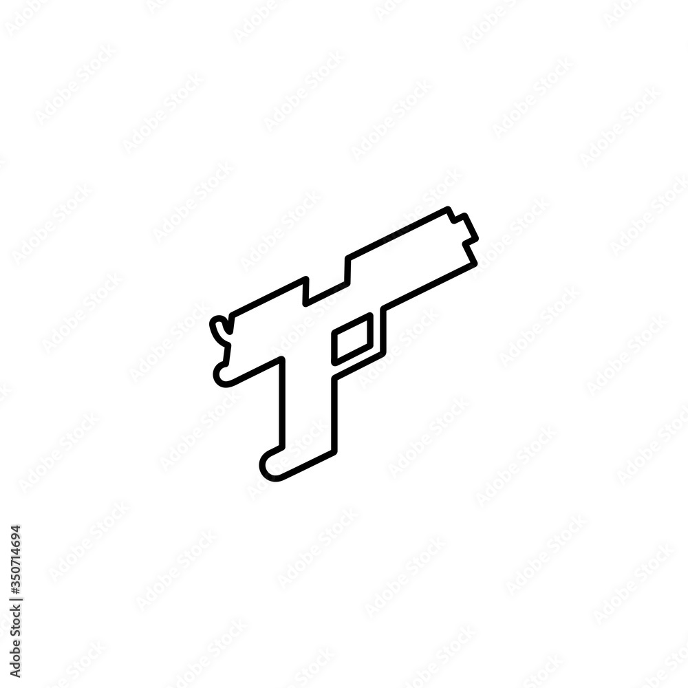 Gun icon. Pistol, handgun sign. Firearm symbol. Police weapon.