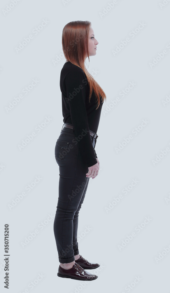side view. casual girl student looking forward. side view. casual girl student looking forward.