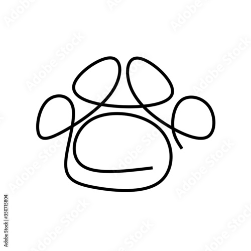 Continuous single line drawing vector illustration of a paw pad 