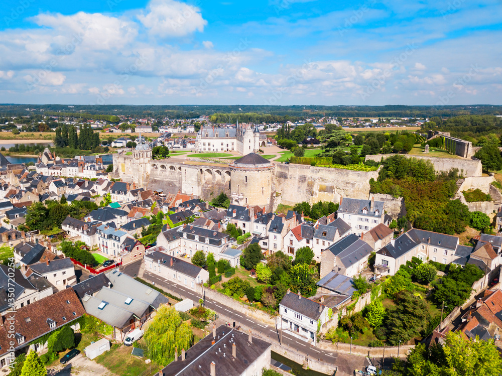 Amboise city aerial view, France