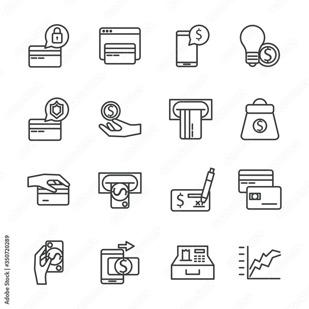 bundle of payment on line set icons bundle of payment on line set icons