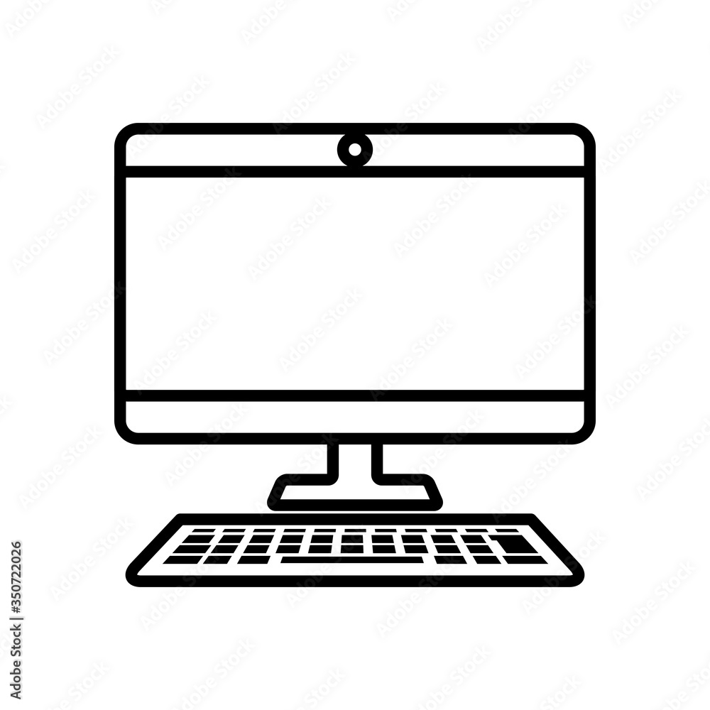 computer monitor and keyboard, line style computer monitor and keyboard, line style