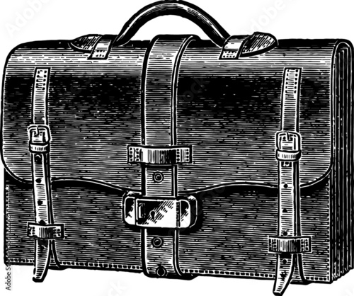 Vintage Hand Drawn illustration of a Leather Satchel briefcase