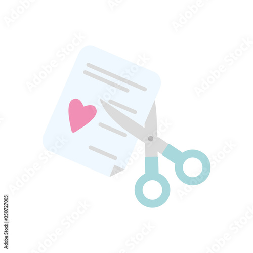 love letter and scissors, flat style