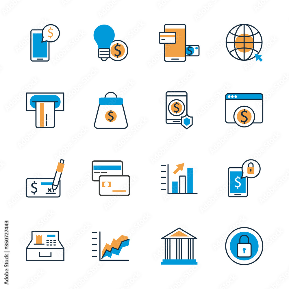 bundle of payment on fill set icons bundle of payment on fill set icons