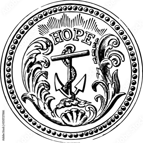 Old Vintage Drawing of a Rhode Island Hope Seal