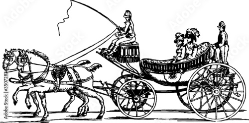 Old Hand Drawn illustration of a Royal Carriage