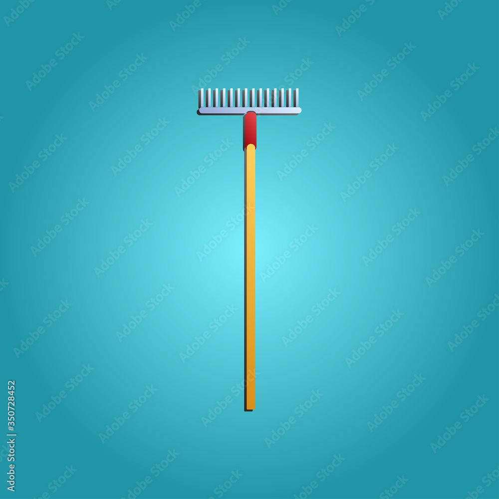 Tool for repair and construction of a rake for cleaning leaves and gardening on a blue background. Vector illustration Tool for repair and construction of a rake for cleaning leaves and gardening on a blue background. Vector illustration