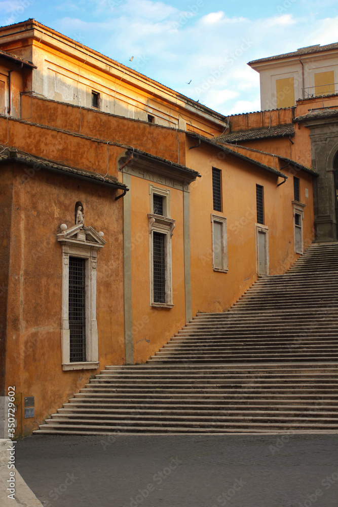 Rome. Stairs and terracota walls
