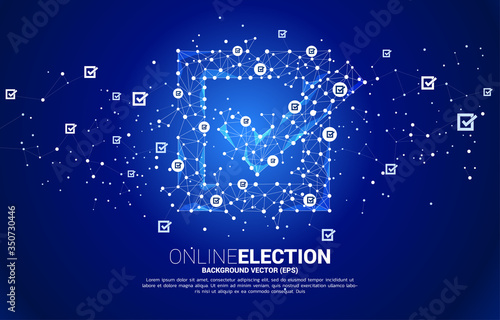 Check box icon from dot connect line polygon network. concept for election vote theme background.