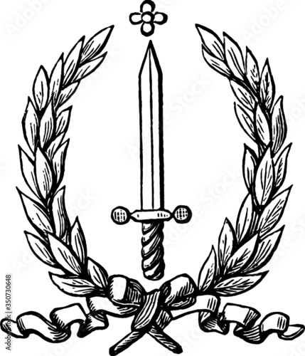 Vector Drawing of a Sword And Wreath