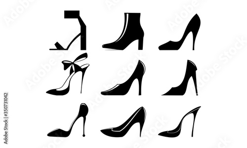 Photo High heels simple illustration set vector logo