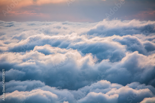 View of the clouds from above at dawn