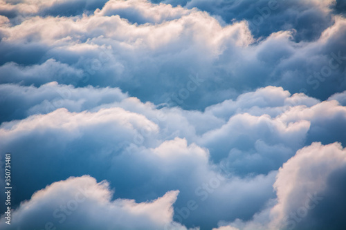 View of the clouds from above at dawn