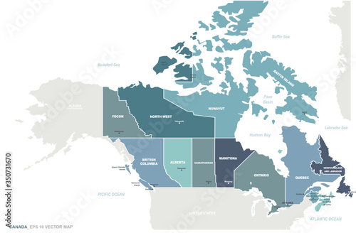 canada map. canada province and territores vector map. 