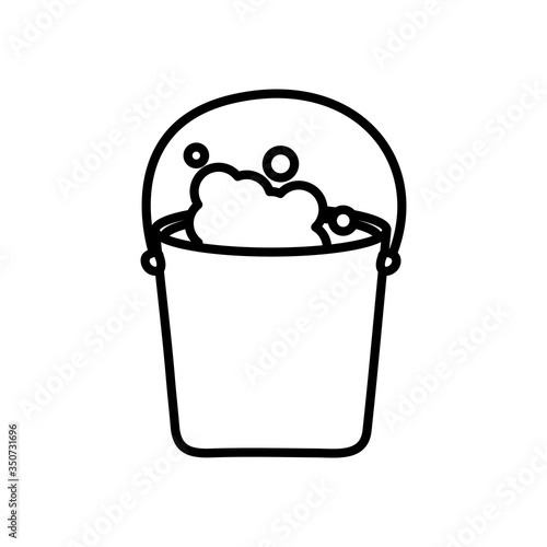 bucket with soapy water, line style