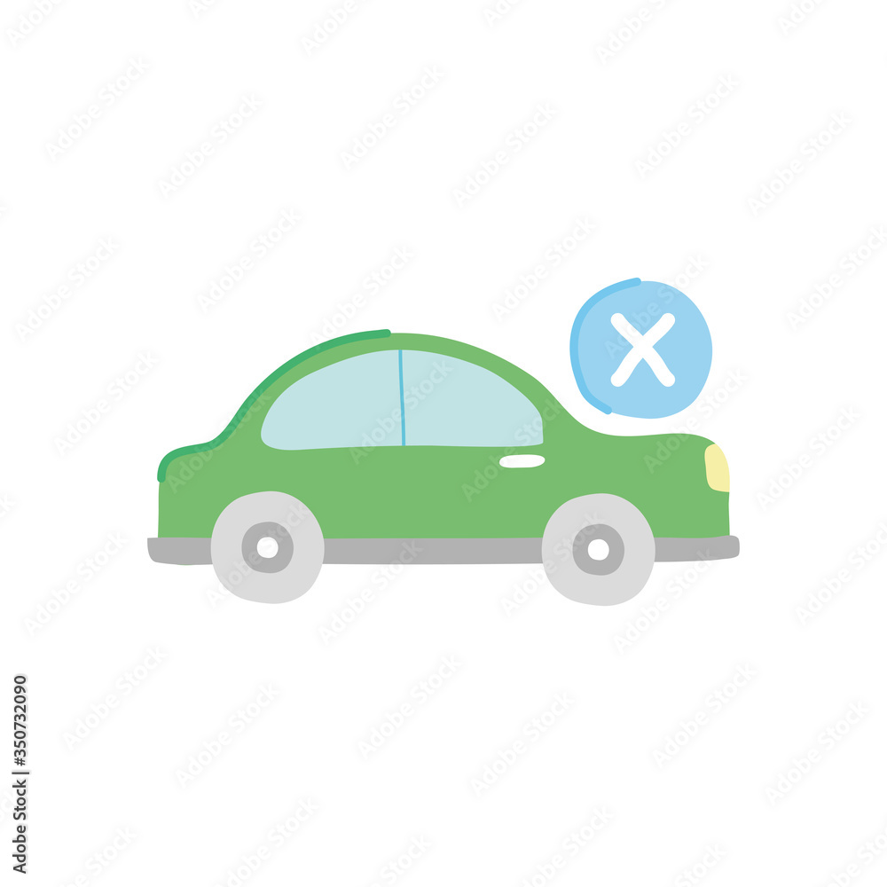 Naklejka premium prohibited by car symbol, car with cross icon, flat style