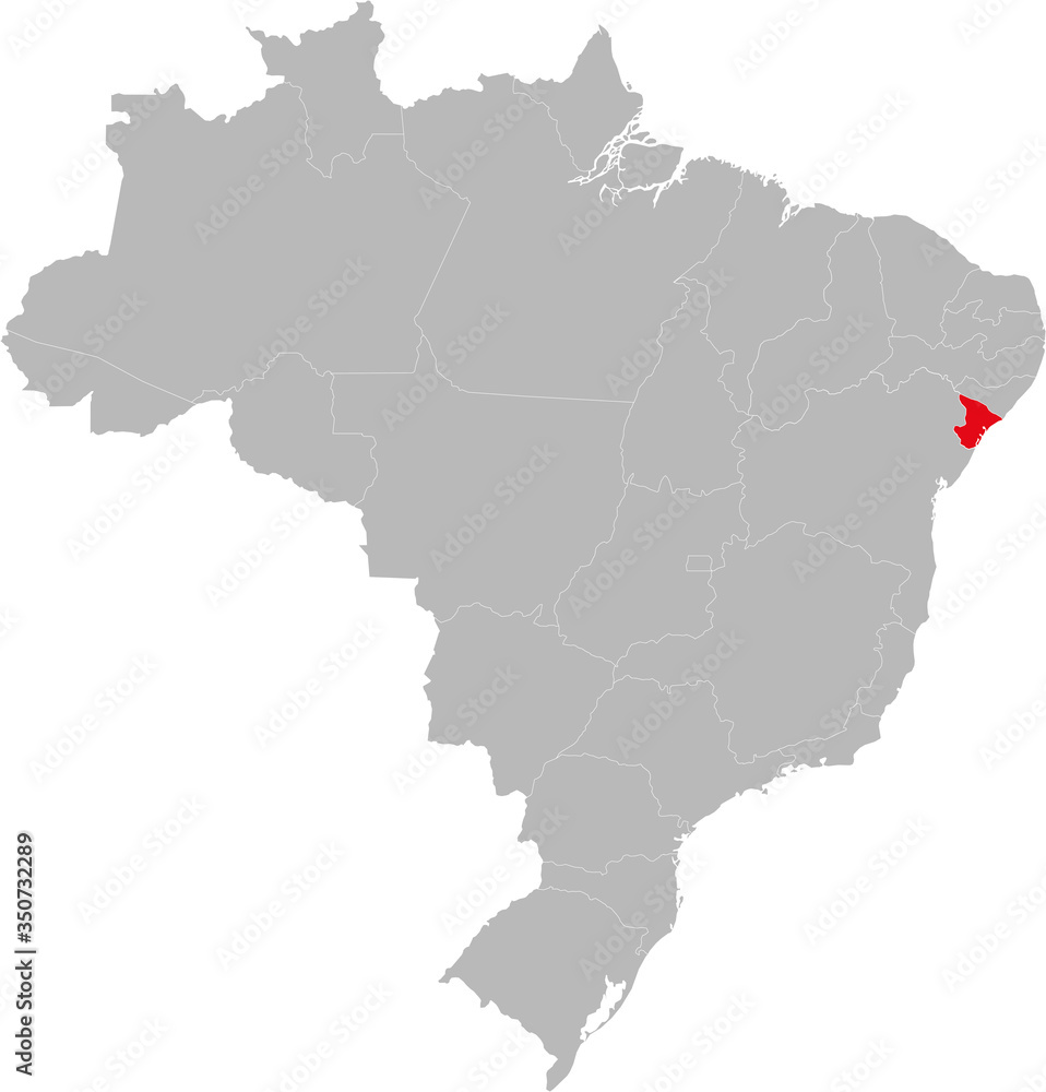 Sergipe state highlighted on Brazil map. Business concepts and backgrounds.