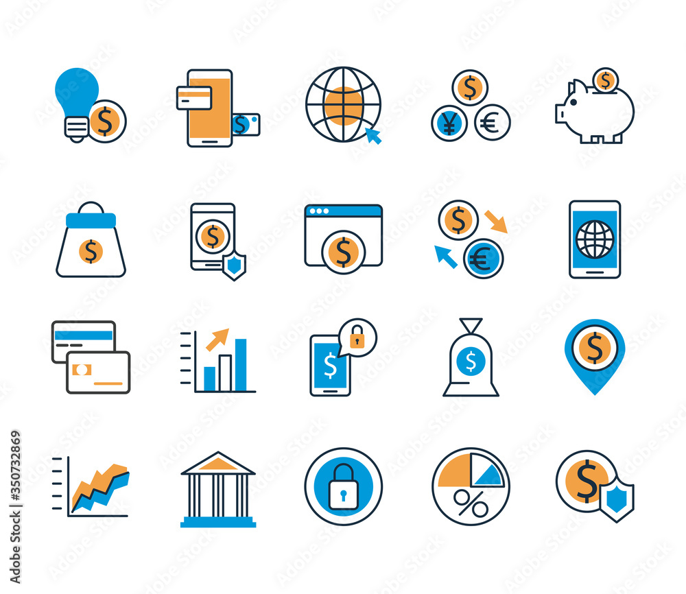 bundle of payment on fill set icons bundle of payment on fill set icons
